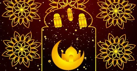 Islamic designed background. Islamic designed red color background for Rama.. Stock Illustration