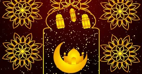 Islamic designed background. Islamic designed red color background for Rama.. Stock Illustration