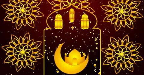 Islamic designed background. Islamic designed red color background for Rama.. Stock Illustration