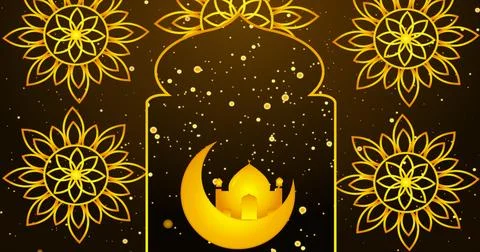 Islamic designed background. Islamic designed gold color background for Ram.. Stock Illustration