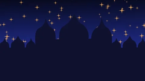 Islamic domes animation on starry sky. Islamic domes architectural silhouet.. Stock Footage 336895772
