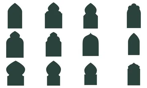 Islamic Door And Window Vector Shape Collection Stock Illustration