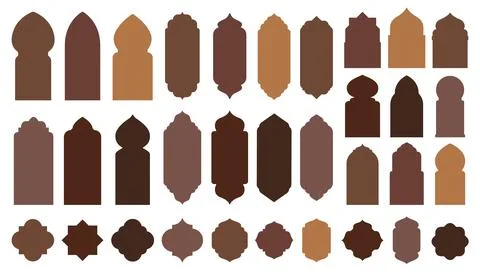 Islamic door shapes, isolated vector arab set Stock Illustration