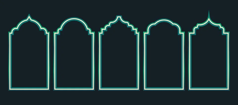 Islamic door window frame. Vector design elements of Ramadan Kareem and Eid.. Stock Illustration