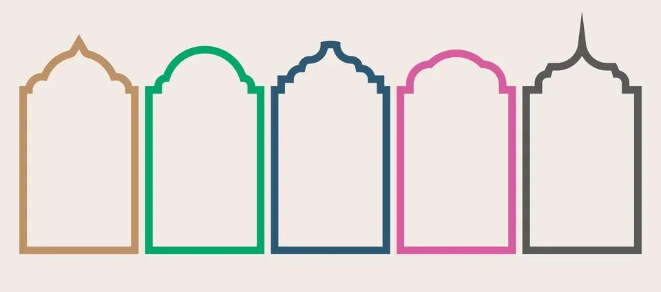 Islamic door window frame. Vector design elements of Ramadan Kareem and Eid.. Stock Illustration