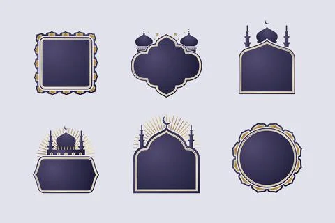 Islamic Eid and Ramadan Blank Badge or medal Stock Illustration