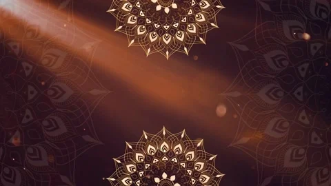 Islamic Eid Mubarak Ramadan background with mandala moon and bokeh loop. Whit Stock Footage 270954937