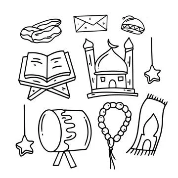 Islamic event doodle set vector Illustrazione stock