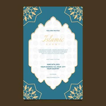 Islamic Event Invitation Card Frame Background Simple Flat Design 스톡 일러스트