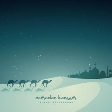 Islamic festival eid background with camel and masjid Illustrazione stock