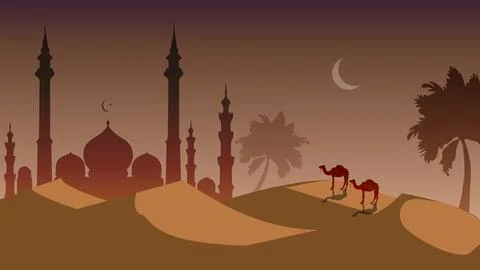 Islamic flat banner Stock Illustration