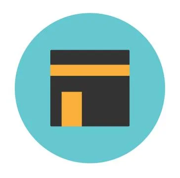 Islamic Flat Icon, Kaaba icon-Vector Flat Design Stock Illustration