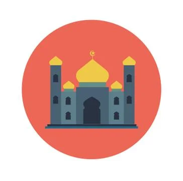 Islamic Flat Icon, Mosque icon-Vector Flat Design Stock Illustration