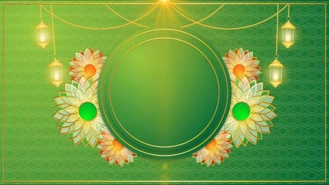 Islamic frame with flower and blue background Video stock 286222857