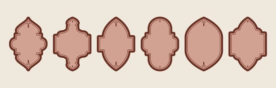 Islamic frame shapes with decorative borders Stock Illustration