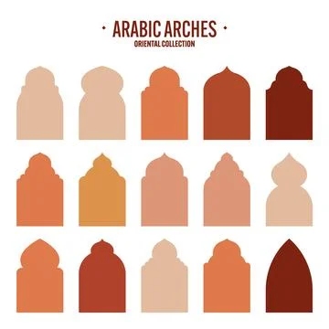 Islamic frames, oriental style objects. Arabic shapes, windows and arches Stock Illustration