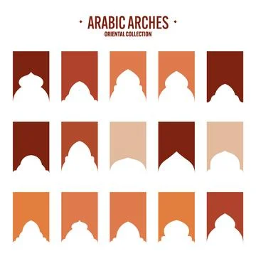 Islamic frames, oriental style objects. Arabic shapes, windows and arches Stock Illustration