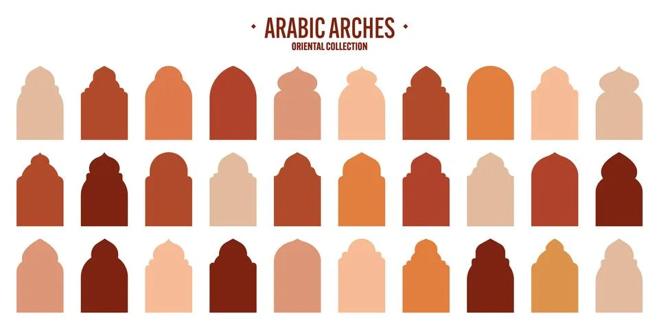 Islamic frames, oriental style objects. Arabic shapes, windows and arches Stock Illustration