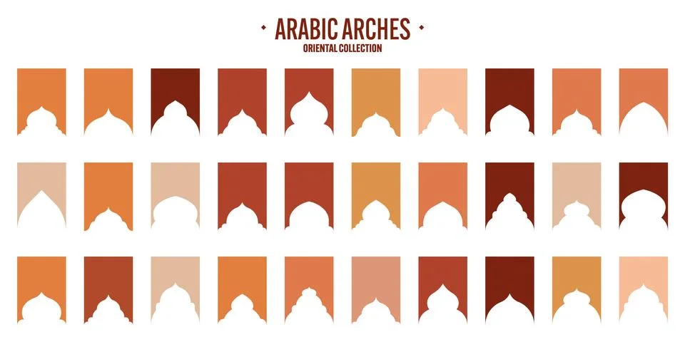 Islamic frames, oriental style objects. Arabic shapes, windows and arches Stock Illustration