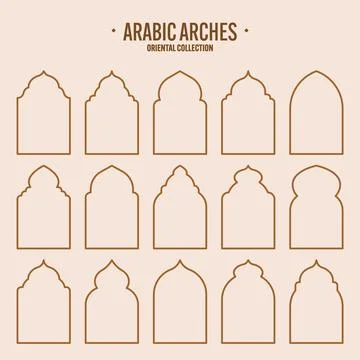 Islamic frames, oriental style objects. Arabic shapes, windows and arches Stock Illustration