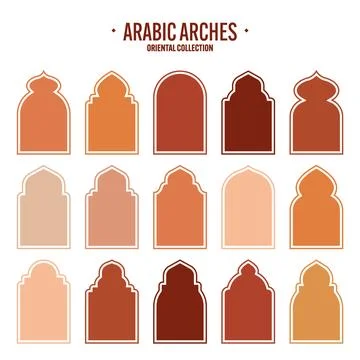 Islamic frames, oriental style objects. Arabic shapes, windows and arches 스톡 일러스트
