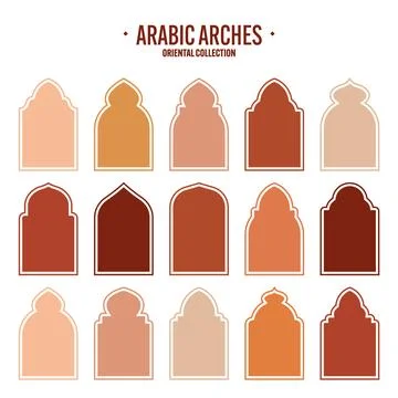 Islamic frames, oriental style objects. Arabic shapes, windows and arches Stock Illustration