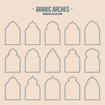 Islamic frames, oriental style objects. Arabic shapes, windows and arches Stock Illustration