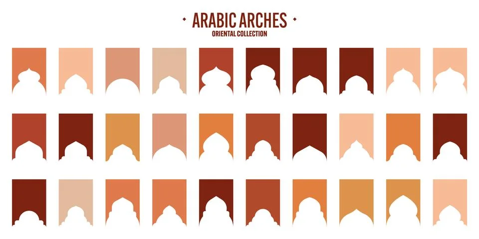 Islamic frames, oriental style objects. Arabic shapes, windows and arches Stock Illustration
