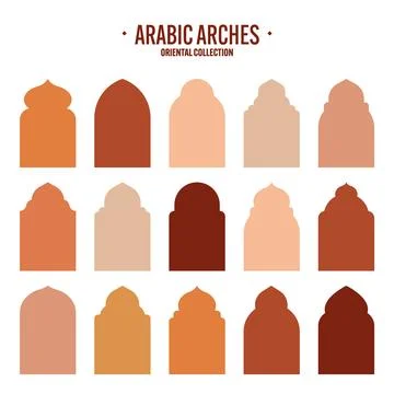 Islamic frames, oriental style objects. Arabic shapes, windows and arches Illustrazione stock