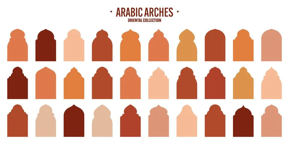 Islamic frames, oriental style objects. Arabic shapes, windows and arches Stock Illustration