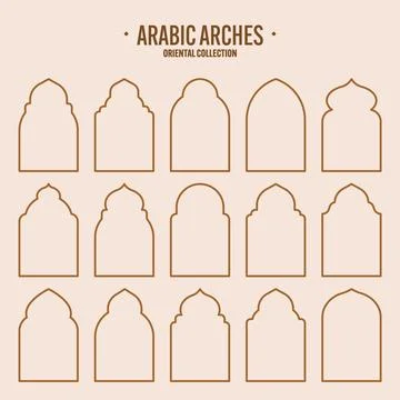 Islamic frames, oriental style objects. Arabic shapes, windows and arches Stock Illustration