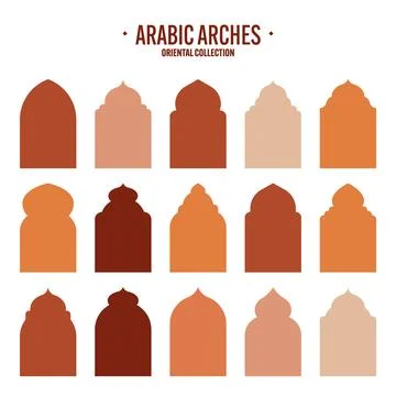 Islamic frames, oriental style objects. Arabic shapes, windows and arches Illustrazione stock