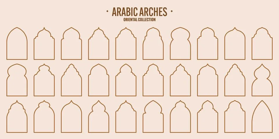 Islamic frames, oriental style objects. Arabic shapes, windows and arches Illustrazione stock