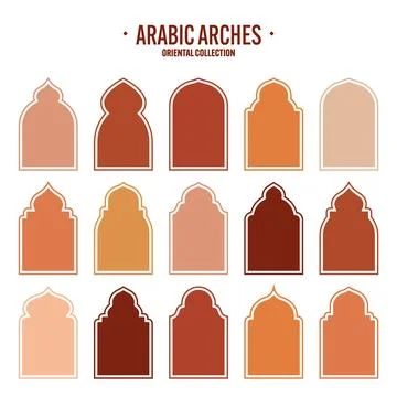 Islamic frames, oriental style objects. Arabic shapes, windows and arches Stock Illustration