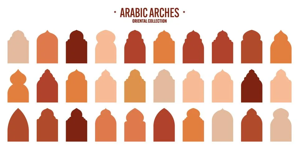 Islamic frames, oriental style objects. Arabic shapes, windows and arches Stock Illustration