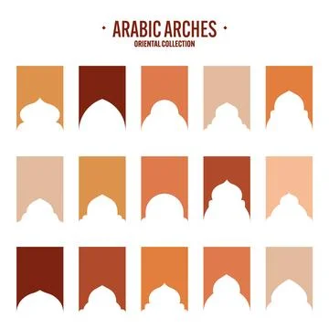 Islamic frames, oriental style objects. Arabic shapes, windows and arches Stock Illustration