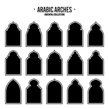 Islamic frames, oriental style objects. Arabic shapes, windows and arches Stock Illustration