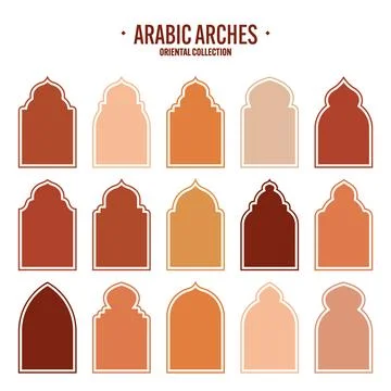 Islamic frames, oriental style objects. Arabic shapes, windows and arches Stock Illustration