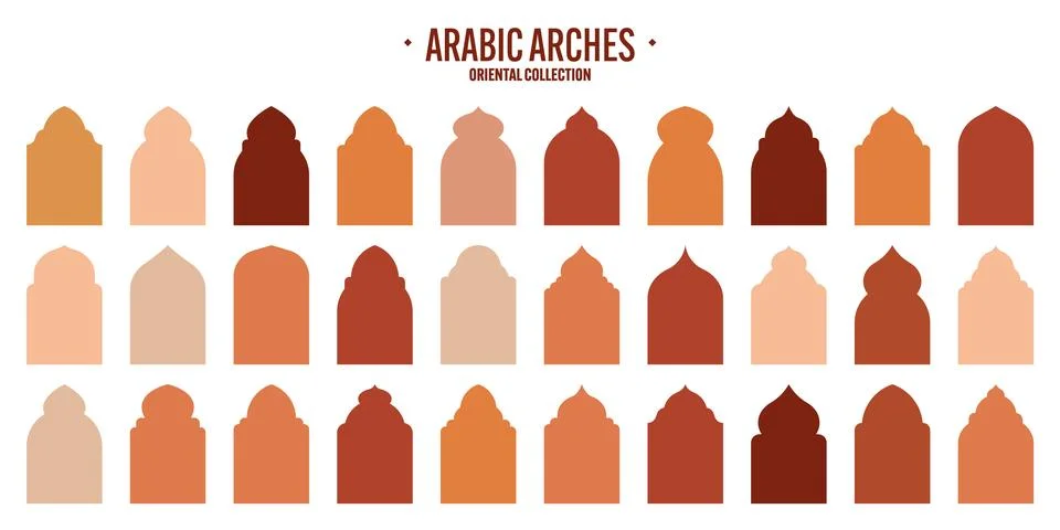 Islamic frames, oriental style objects. Arabic shapes, windows and arches Stock Illustration