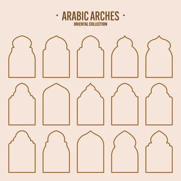 Islamic frames, oriental style objects. Arabic shapes, windows and arches Stock Illustration