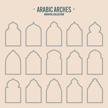 Islamic frames, oriental style objects. Arabic shapes, windows and arches Stock Illustration