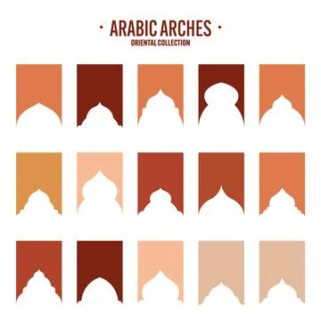 Islamic frames, oriental style objects. Arabic shapes, windows and arches Stock Illustration
