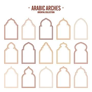 Islamic frames, oriental style objects. Arabic shapes, windows and arches Stock Illustration