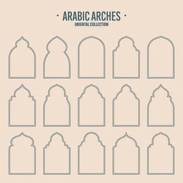 Islamic frames, oriental style objects. Arabic shapes, windows and arches Stock Illustration