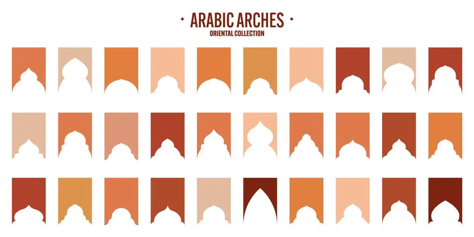 Islamic frames, oriental style objects. Arabic shapes, windows and arches Illustrazione stock