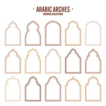Islamic frames, oriental style objects. Arabic shapes, windows and arches Stock Illustration