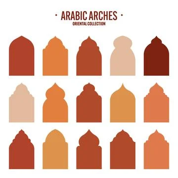 Islamic frames, oriental style objects. Arabic shapes, windows and arches Stock Illustration