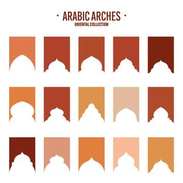Islamic frames, oriental style objects. Arabic shapes, windows and arches Stock Illustration