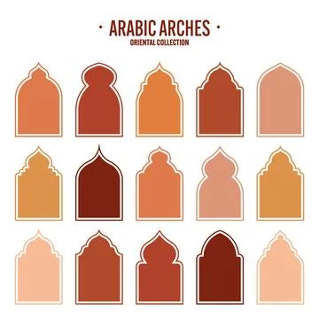 Islamic frames, oriental style objects. Arabic shapes, windows and arches Illustrazione stock
