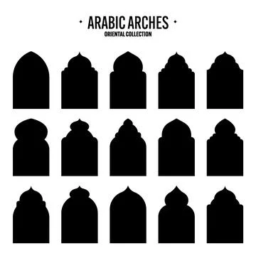 Islamic frames, oriental style objects. Arabic shapes, windows and arches Illustrazione stock